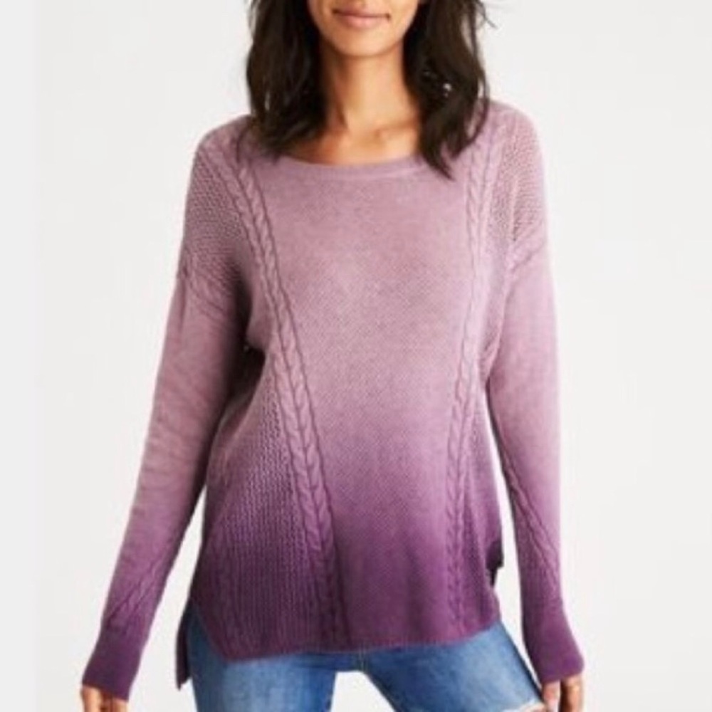 American Eagle Outfitters Purple Oversized Pullover Ombre Knit Sweater Small